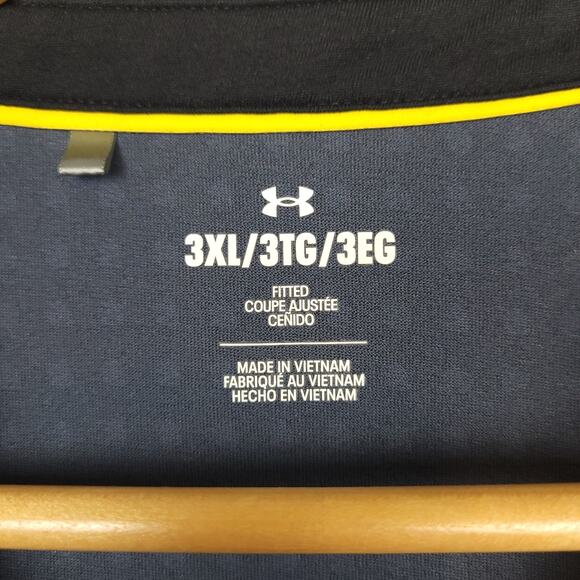 Under Armour Men's Polo Shirt Sz 3XL Short Sleeve AOP Golf Activewear Dark Blue - Picture 3 of 7